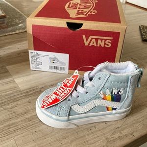 Vans (Rainbow) sneakers size 3.0 Toddler.  Baby Blue.